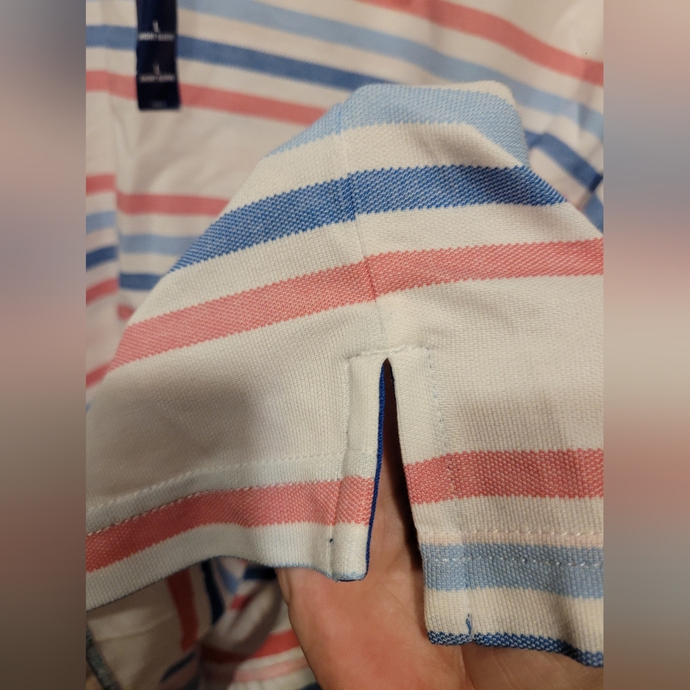 NWT Men's Izod Sport Flex Cool FX Striped Polo Size L White Blue Pink - Picture 4 of 12